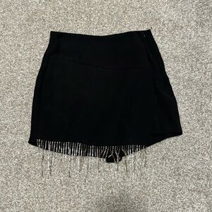 Zara black rhinestone fringe skort
